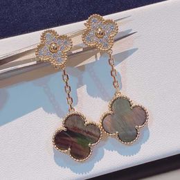 Designer Brand Fashion Four Leaf Clover Grey Shell Diamond Rose Rose Gold Orees Van 925 Silver Star Same Style Bijoux