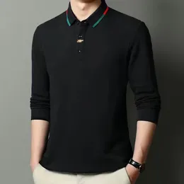 Designer Brand Fashion Polo Shirt 100% katoen Black Men Koreaans borduurwerk Casual high -end high -end tops met lange mouwen mannen kleding 2024