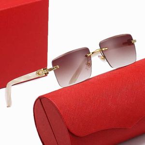 Designer Brand Fashion Sunglasses Luxe Outdoor Summer For Women Factory bril Carti -bril Nieuwe luipaard Hoofd Frameloze mannen Mannelijke persoonlijkheid met bijziende optiek