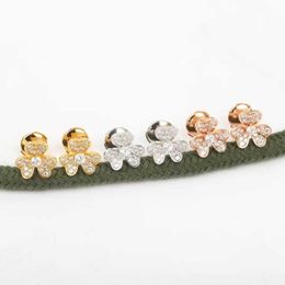 Designer Brand Fashion Van Gold Premium Edition Clover oorbellen Geschikt voor de eenvoudige en elegante stijl van dames met 18K Gloss Diamond Petals S Jewelry