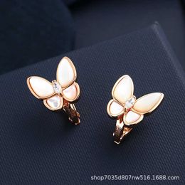 Designer Brand Fashion Van Natural White Beibei Butterfly Ear Clam High Edition Light Luxe studs Beimu Clip Jewelry
