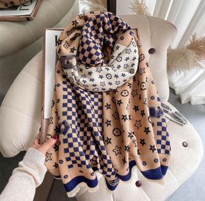 Designer merk volledige letter print sjaals winter casual outdoor wol spinning houden warme sjaals dikker kasjmier sjaal voor vrouwen c