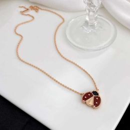 Brand de créateur Gloden van Clover Collier Collier Womens Red Agate Pendant Collar Collar 18K Rose Gold