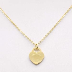 Designer merk goud hart ketting tiffays nek ketting korte vrouwelijke sieraden 18k titanium staal single perzik