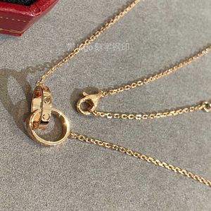 Designer merk Gold High Edition Carter Double Ring Necklace Dames 18K Rose volledige diamant veelzijdige lichte luxe kraagketen