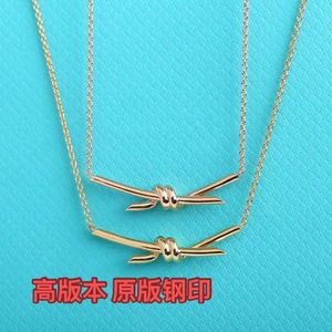 Designer Brand Gold High Edition Diamond Knot -ketting voor vrouwen verguld met 18k Kont Gu Ailing dezelfde stijl kraagketen