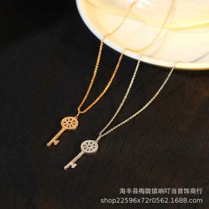 Designer Brand Gold High Edition Tiffays Key Necklace Dames Nieuwe volledige diamant zonnebloem hanger kleine sneeuwvlok iris kraagketen