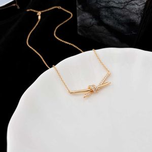Designer Brand Gold Tiffays 18K Twisted Necklace met gu -zalen dezelfde Kont diamanten touwketen eenvoudig en luxe