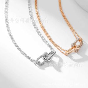 Designer merk Gold Tiffays Horseshoe Buckle ketting Hoge kwaliteit Glanzende 18K Rose Gold Hardware Vallei Zempel dezelfde sleutelbeenketting