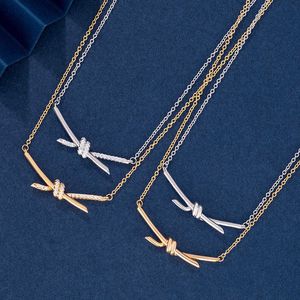 Designer Brand Gold Tiffays Twisted Necklace met gu zalen dezelfde kont diamant touwketen eenvoudig en luxe