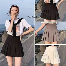 Diseñador de marca High Qualitydesigner 2023 Nueva primavera y otoño Falda delgada delgada Estilo de la academia japonesa Falda de niña de color sólido