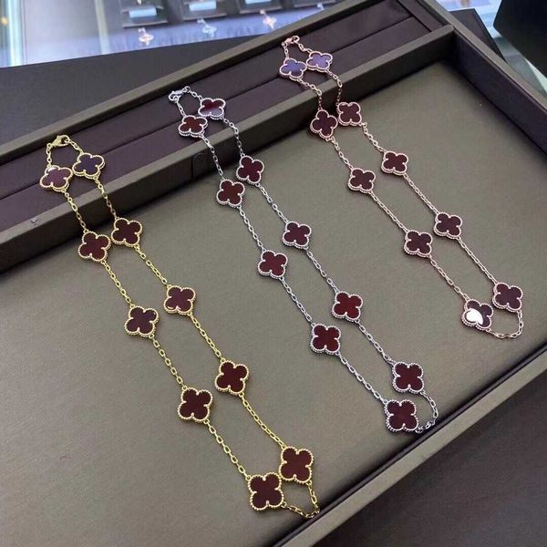 Marca de diseño Versión alta Gloden Van Four Four Grasia Diez Collar de flores Posaborador de oro rosa grueso de 18 k