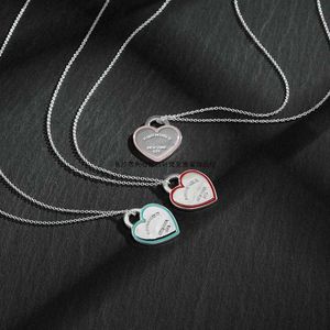 Designer Brand Hoge Versie Tiffays 925 Zilveren hartvormige email ketting mode Love hanger Collarbone Chain Gift
