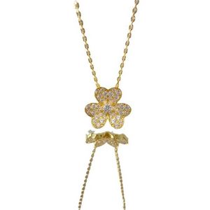 Designer Brand Hoge Versie Van Clover ketting vol met diamanten hanger 18k Rose Gold Flower Lucky Grass Collar Chain with Logo