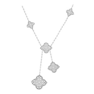 Designer merk hoge versie van vier blad klaver volledige diamanten ketting voor dames modieus temperament kleine bloemen kwast hanglang sleutelbeen met logo