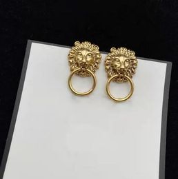 Pendientes de letras de aro de marca de diseñador Retro Vintage cobre colorido cristal piedra oreja anillos joyería para mujer fiesta con caja de regalo