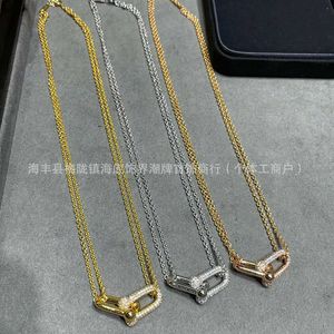 Designer Brand Horseshoe ketting met diamanten dubbele ring hanger hoge versie kleine en luxe unisex paar kraagketen