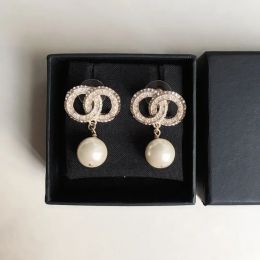 bijoux de marque de créateur Petit encens carré rond diamant perle boucles d'oreilles en laiton 925 argent aiguille Bijoux Avec BOÎTE