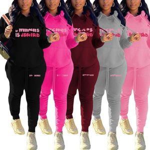 Diseñador de marca Traje de jogging Mujer Chándales Sudaderas con capucha con estampado de letras Pantalones Conjunto de 2 piezas Sudaderas de manga larga Tallas grandes 5XL Ropa deportiva Ropa Trajes de mujer 8962-7