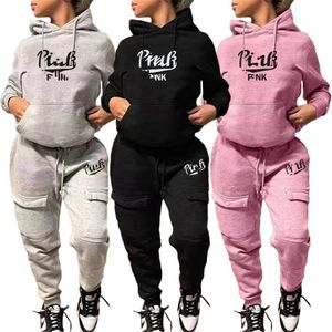 Marque de créateurs Costumes de jogging Femmes Survêtements Sweats à capuche Pantalons Rose Imprimer Deux pièces Ensemble à manches longues Sweatsuits Outfit Sportswear 2022 Automne Hiver Vêtements décontractés 8890 -0