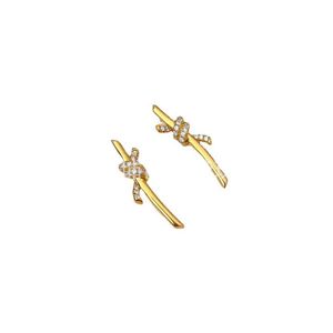 Designer Brand Knoop oorbellen Dames licht Luxe 18K Gold Rope Rose Pure Silver Bow J489
