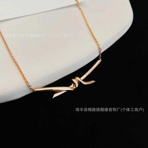 Designer Brand Knot Ketting S925 Pure Silver Gu Ailing Same Kont Twisted Rope Collar Chain Simple and Luxury