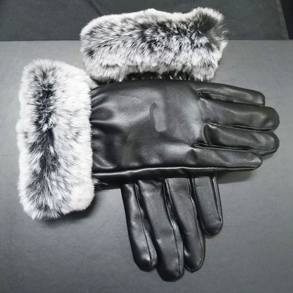 Gants de lettre de marque de créateurs pour l'hiver et l'automne Mode Femmes Faux Cuir Cachemire Mitaines Gant Belle Sport de plein air Gants d'hiver chauds