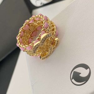 Designer Brand Letters Gold Ploated Brass Copper Open Band Rings Fashion Crystal Ring For Women Wedding Sieraden Geschenken Nieuw