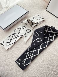 Marque de créateurs Lettres Imprimer 100% Foulards en soie véritable Bandanas Bandeau pour femme Mode Longue Écharpe Double Pont Paris Épaule Fourre-Tout Lage Ruban Head Wraps