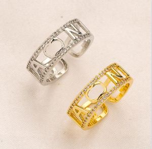 Designer Merk Letters Ring Goud Rvs Brief Open Ringen Crystal Mode Vrouwen Mannen Bruiloft Sieraden Party Geschenken