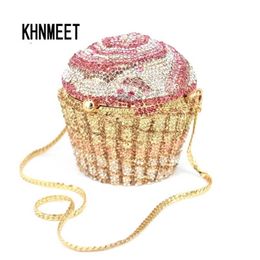 Brand de créateur Luxury Crystal Evening Sag Fashion Cupcake Diamond Clutch Soberee Purse Women Wedding Bride Cake Handsbags SC515 Y201224 2540