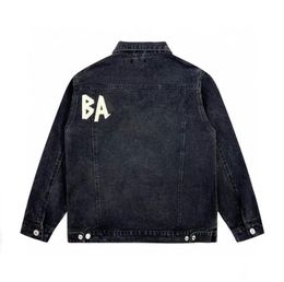 Designer Brand Mens Jackets denim jassen graffiti witte spikkel print vintage wassen spijkerbroek vrouwen geborduurde bb letter denim coats paren tops kleren