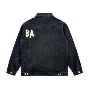 Designer Brand Mens Jackets denim jassen graffiti witte spikkel print vintage wassen spijkerbroek vrouwen geborduurde bb letter denim coats paren tops kleren