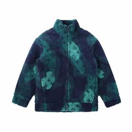 Designer Brand Hommes Vestes Veste en laine d'agneau Col montant Lettre Veste à glissière Chaud Épais Manteaux de fourrure Mode Vert Femmes Vestes d'extérieur Casual Sports Tops Vêtements