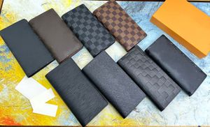 Marca de diseñador Carteras largas para hombre Diseñador de lujo Carteras a cuadros blancas Hombres Traje Clip Carta marrón Mujeres Cremallera Bolsos de embrague Letras a cuadros en relieve Cartera de almacenamiento