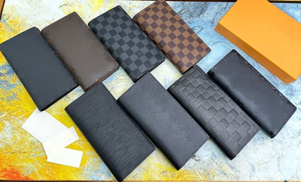 Designer Marque Hommes Longs Portefeuilles De Luxe Designer Blanc Plaid Portefeuilles Hommes Costume Clip Brun Lettre Femmes Fermeture À Glissière Pochettes En Relief Lettres À Carreaux Portefeuille De Stockage