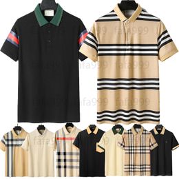 Designer Brand Mens Polo T-shirts Classic T-shirts Summer Londres Angleterre Grille à plaid rayée Simple Rebain Patchwork Color Black Blanc Tee Tee Tops Style 3XL