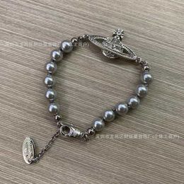 Ontwerper Gloednieuwe Gray Pearl Saturn Bracelet Womens Natural Beizhu verstelbaar