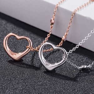 Ontwerpermerk S925 Sterling zilveren hartvormige hangende kettingkraagkraagketen Tiffays 18K Rose Gold Plated Necklace