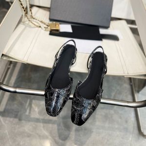 Sandalias de marca de diseñador Classic Round Toe Ballet Sandalias para mujer Tweed Tweed de alta calidad Tacones planos cómodos zapatos de oficina informales