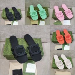 Sandales d'été Pantoufles de gelée féminine interlocker les pantoufles à double lettre sandales de la fête décontractée Classic Hollow Out Design, Box Taille 35-42