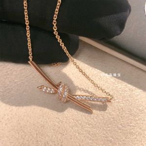 Designermerk Shangpin Jewelry Tiffays Tie Family ketting knoop set met diamanten 925 zilveren aanpasbare 18k echte gouden kraag met logo