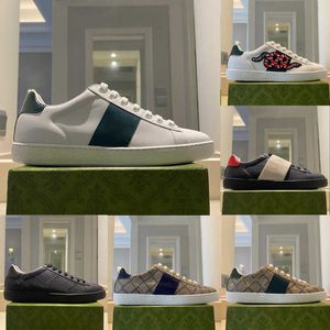 Designer Classic Love Dames Sneakers Trainers Leren schoenen Merk Bloem Geborduurde Python Tijger Cock 100% Ace Heren Nieuwe kleuren Maat US5-13.5 Groene doos NO9