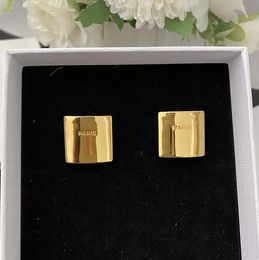 Designer Brand Square Gold Big Ear Stud Mode Oorbellen Voor Vrouwen Hoge Kwaliteit Vintage Luxe Sieraden Trend Party Runway