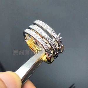 Ontwerpermerk TFF Lock U-vormige dubbele kleurring enkele rij diamant gepersonaliseerde veelzijdige v goud 925 verzilverde mode ornament dames