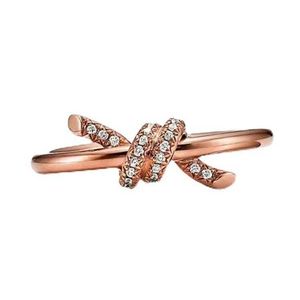 Ontwerpermerk TFFS Simple Temperament Knoop Ring voor vrouwen 925 Sterling verzilverde 18k gouden diamant gedraaide boog met logo