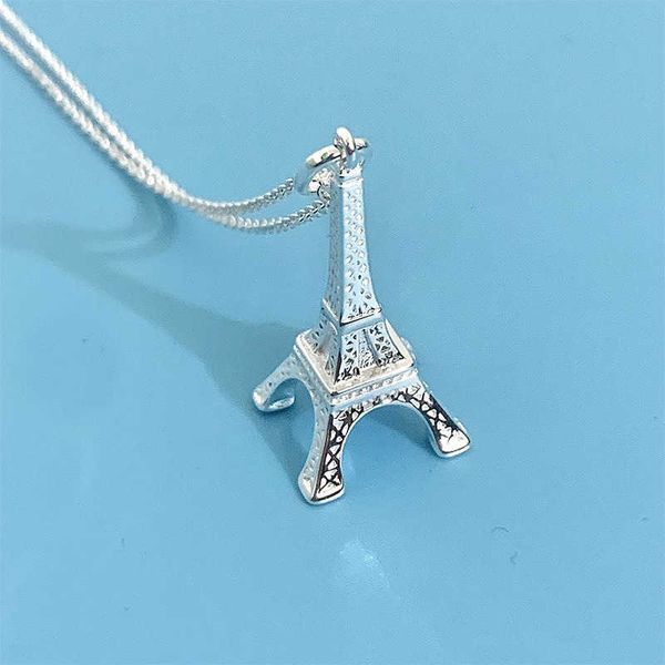 Brand de créateur Tiffays 925 Sterling Silver Eiffel Tower Pendant Pendre et Collier personnalisé Ornement pour femmes