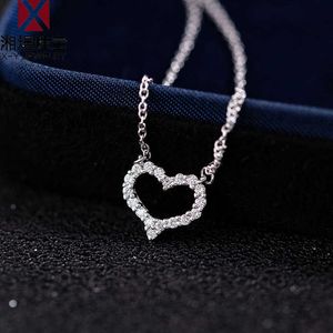 Designer Brand Tiffays Love ketting vrouwelijk sterling zilver S925 vergulde 18k wit goud eenvoudige hart hanger sleutelbeen ketting