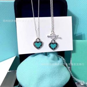 Designer Brand Tiffays OT Naald Buckle Love Pendant 925 Silver Heart Three Color Color Oil Droping Email Ketting