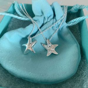 Designer Brand Tiffays S925 Sterling Silver Glossy zeester ketting Vrouwelijke coole stijl Niche Design Pendant eenvoudige sleutelbeenaccessoires